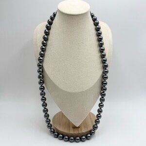 Vintage John River Signed Timeless Dark Gray Faux Pearls Large Beaded Necklace